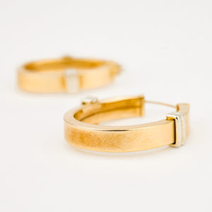 28 mm Two-Tone Oval Gold Hoop Earrings