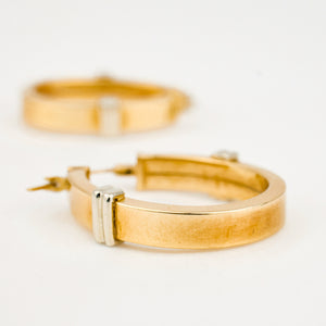 28 mm Two-Tone Oval Gold Hoop Earrings