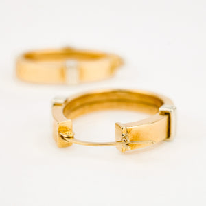 28 mm Two-Tone Oval Gold Hoop Earrings