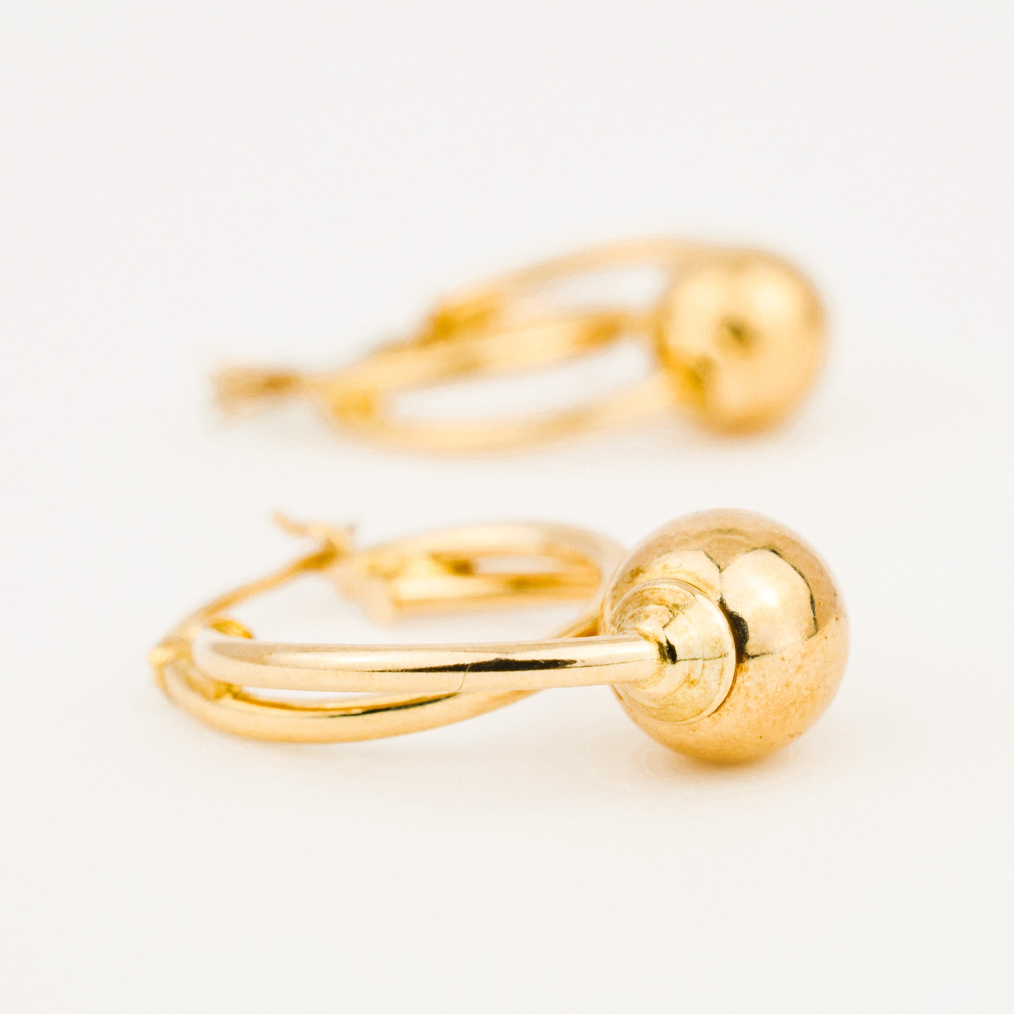 vintage Double Hoop with Ball gold hoop earrings