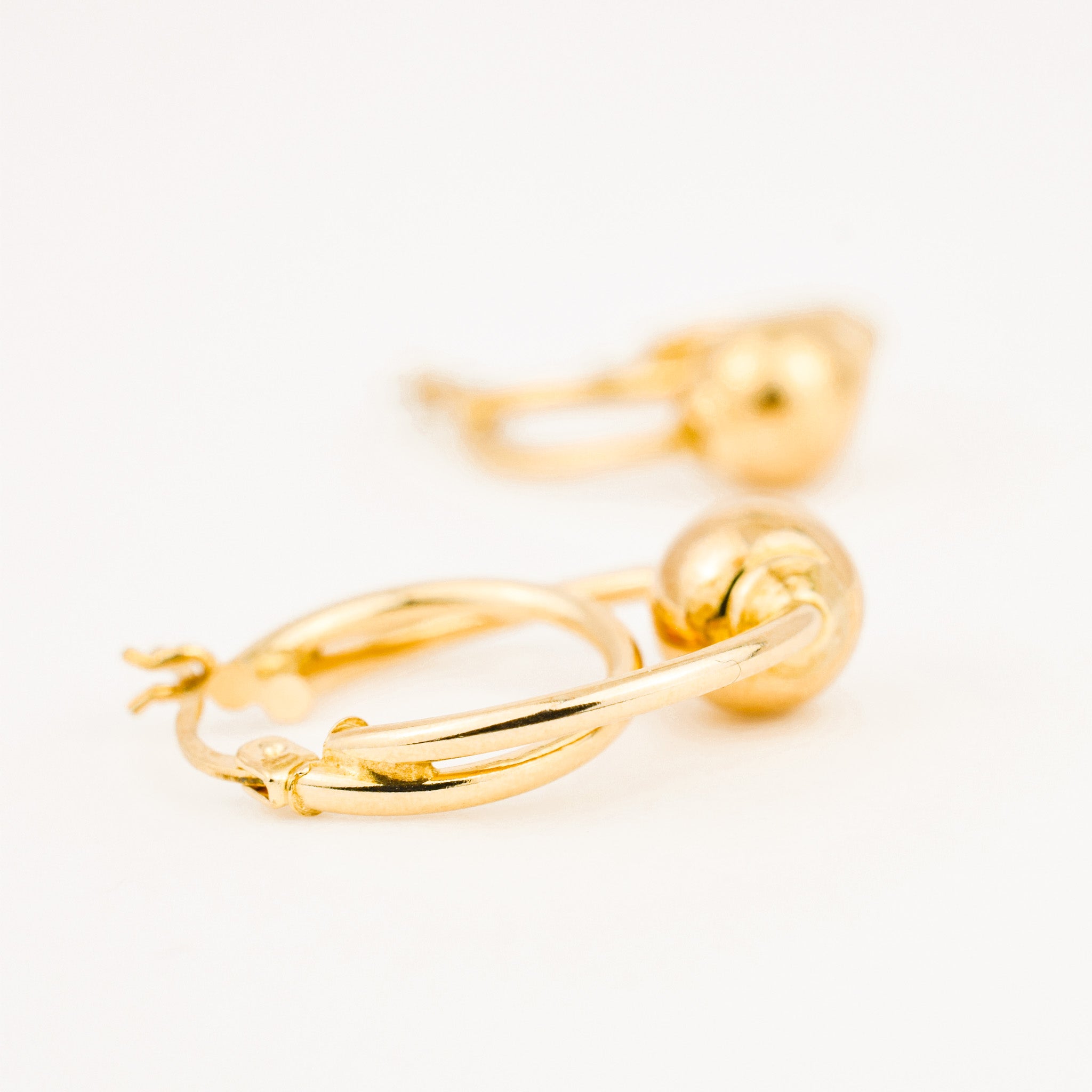 vintage Double Hoop with Ball gold hoop earrings
