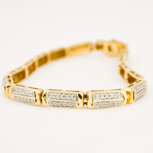 vintage 7.25" Chunky Link Diamond Bracelet