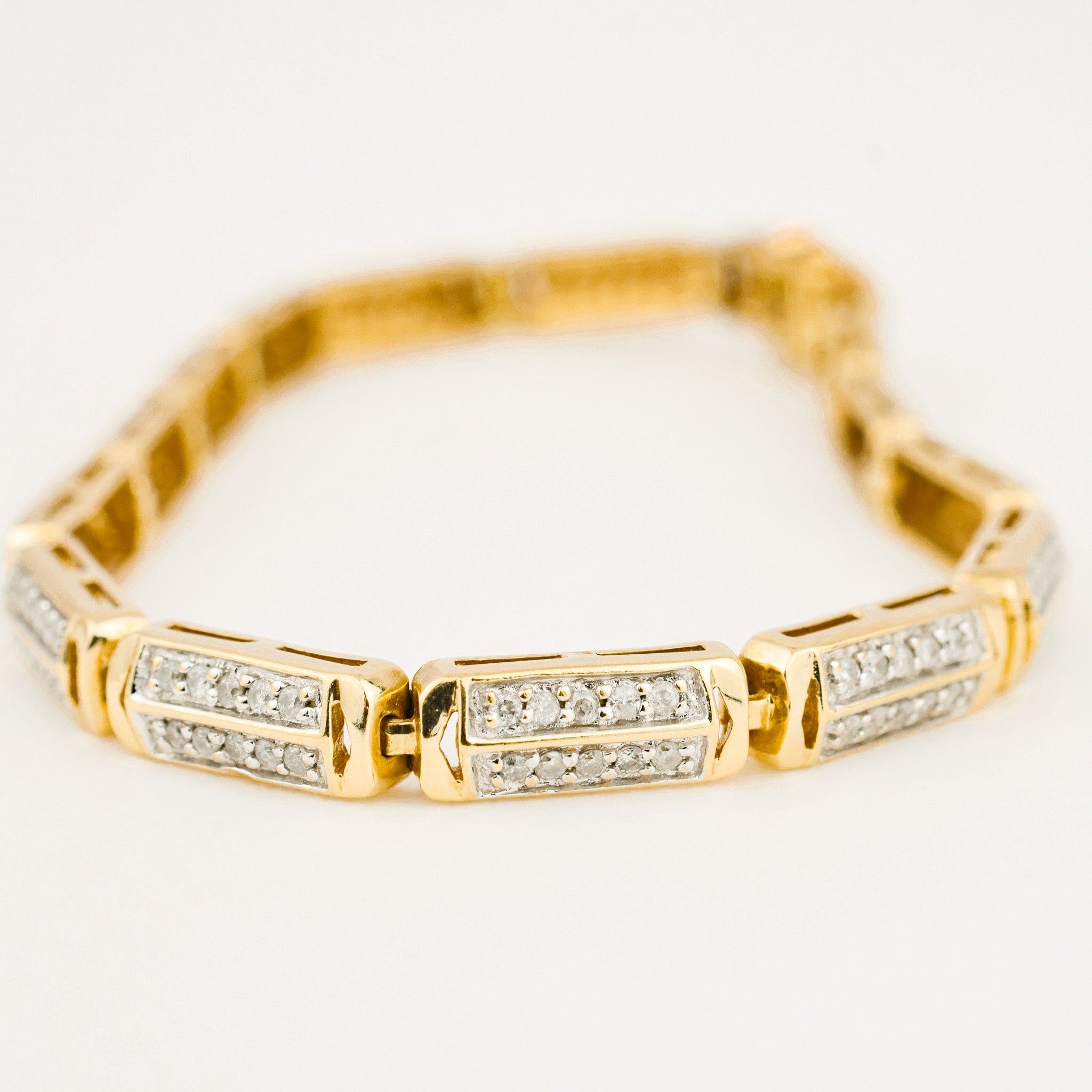 vintage 7.25" Chunky Link Diamond Bracelet