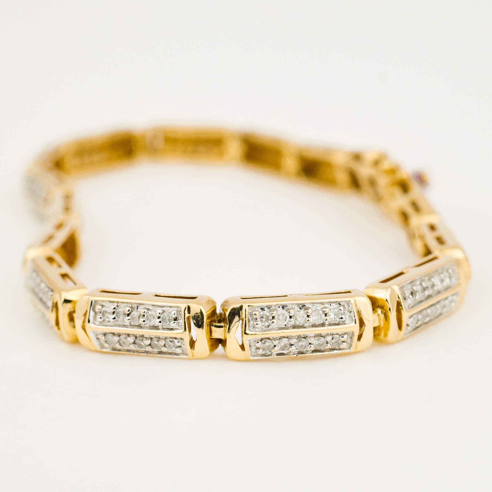 vintage 7.25" Chunky Link Diamond Bracelet