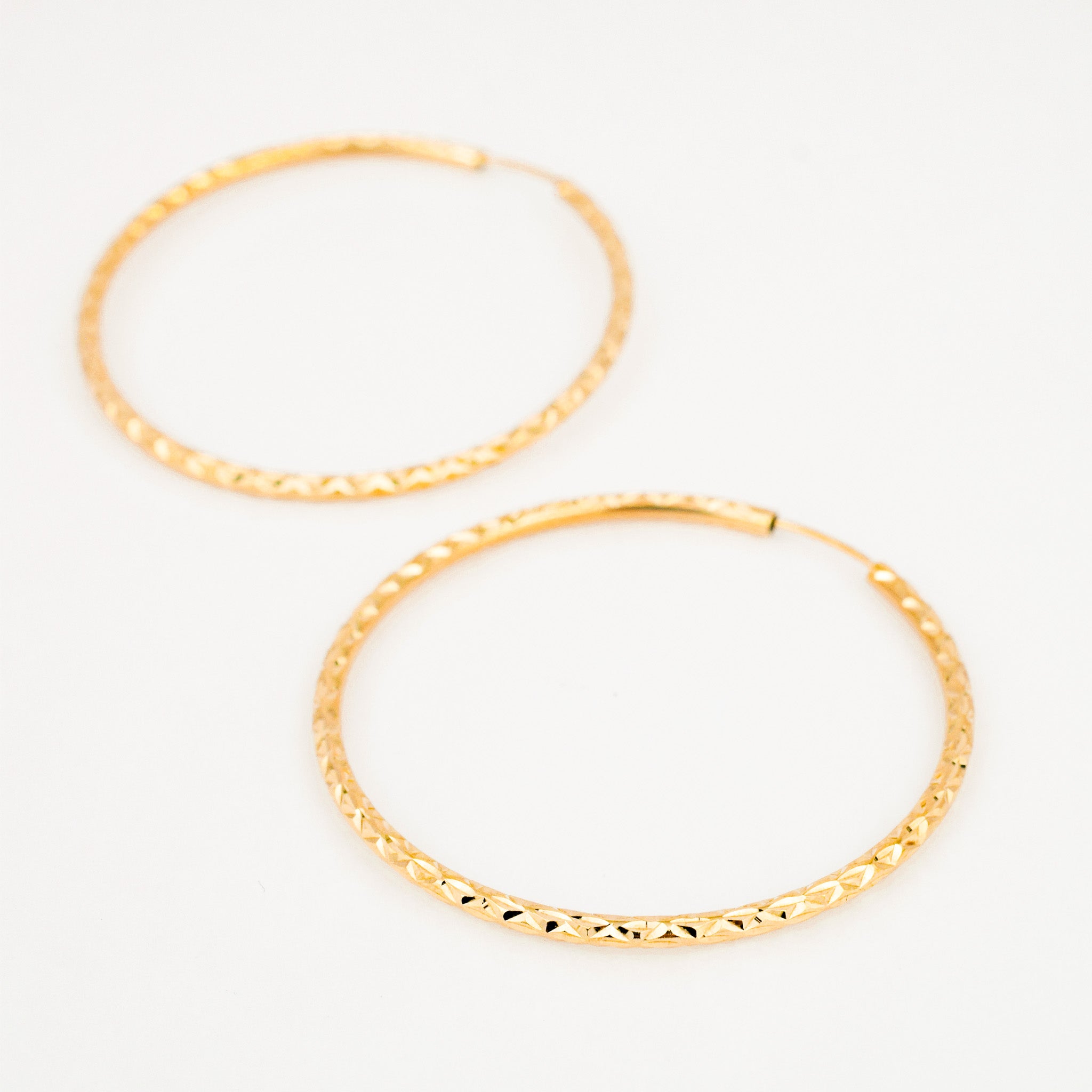 vintage 43mm Large Diamond Cut Hoops