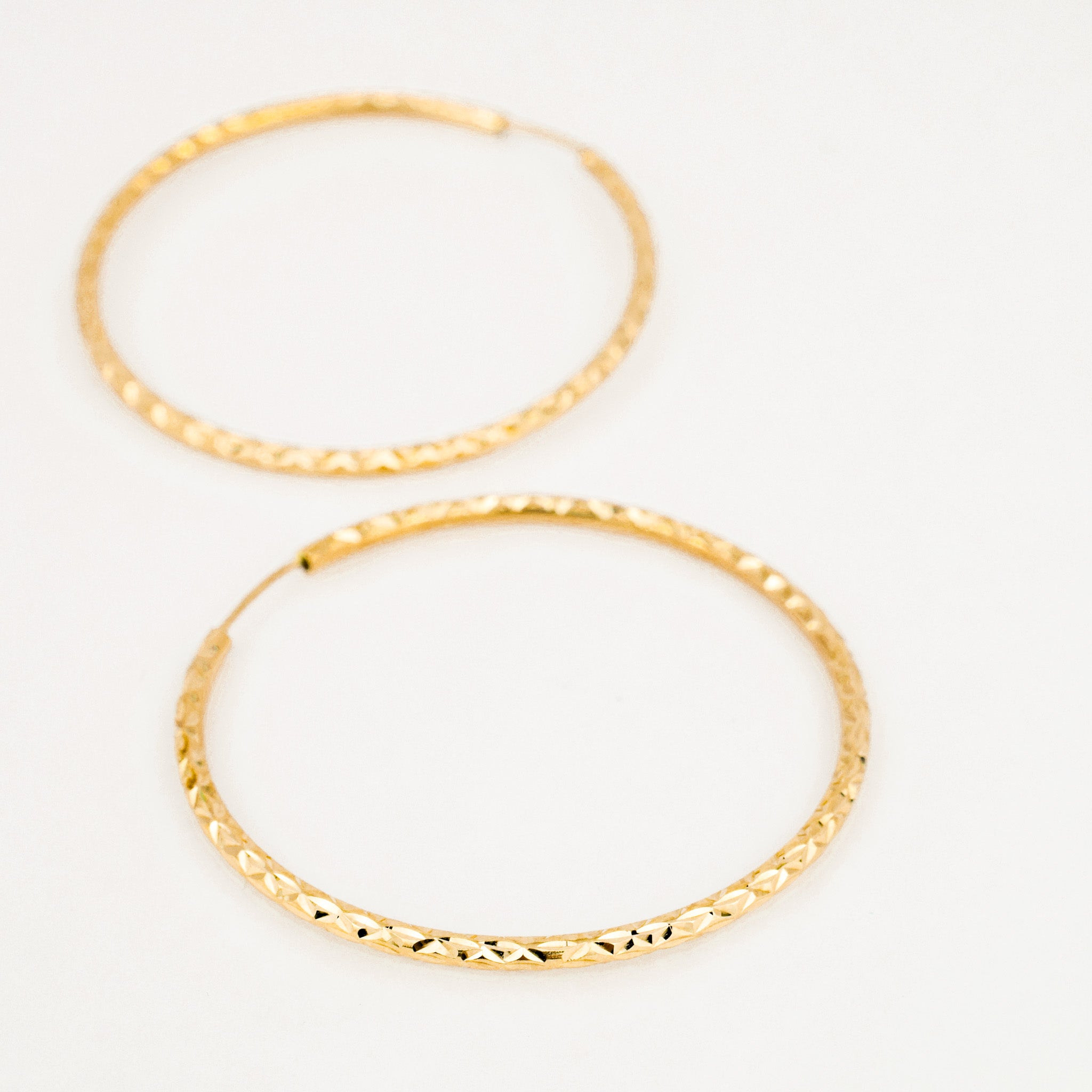 vintage 43mm Large Diamond Cut Hoops