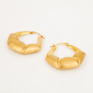 26.2 mm Geometric Satin Gold Hoop Earrings