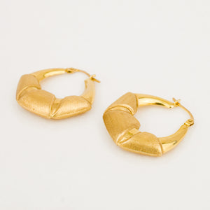 26.2 mm Geometric Satin Gold Hoop Earrings