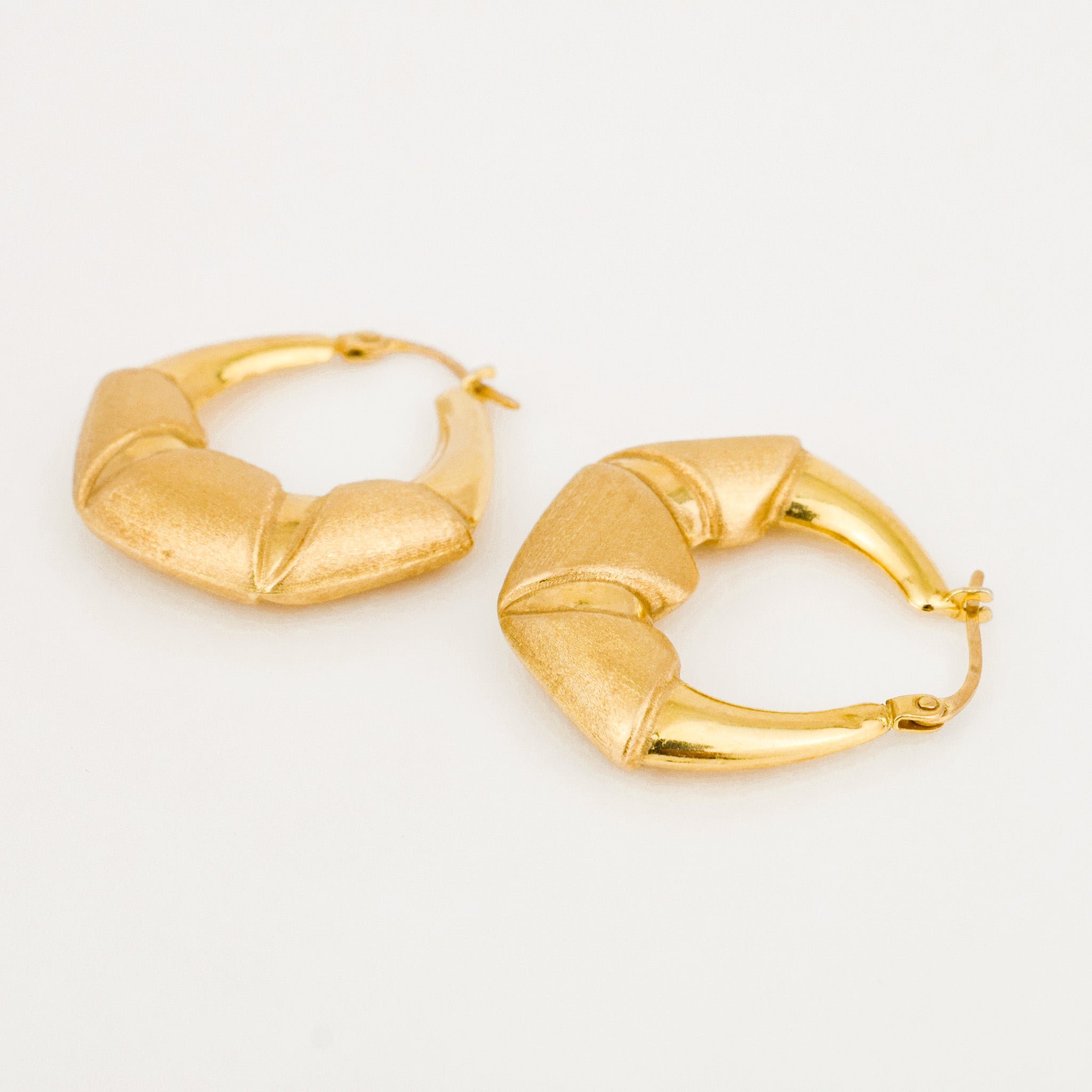 26.2 mm Geometric Satin Gold Hoop Earrings