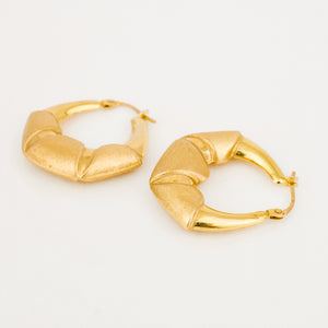 26.2 mm Geometric Satin Gold Hoop Earrings