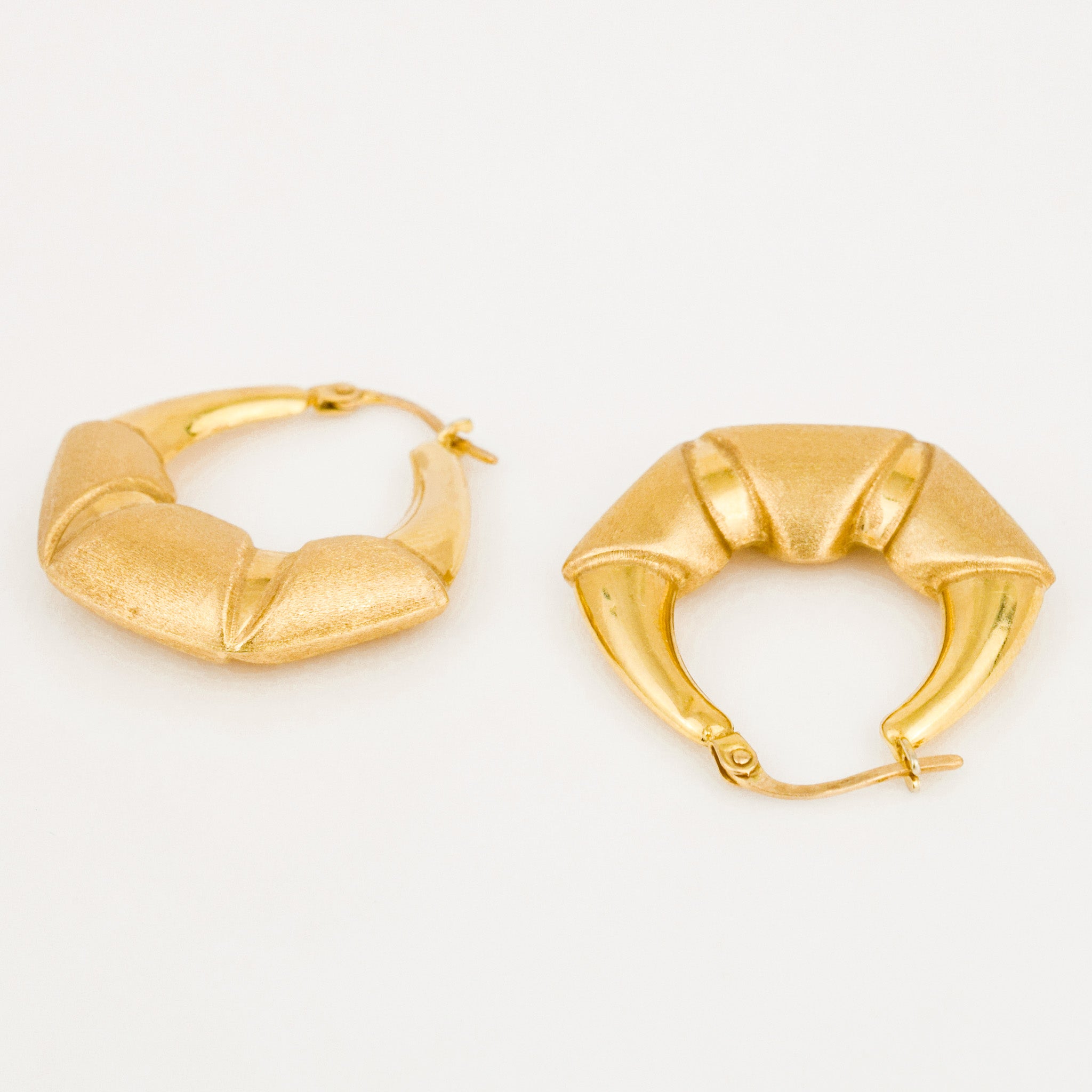 26.2 mm Geometric Satin Gold Hoop Earrings