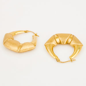 26.2 mm Geometric Satin Gold Hoop Earrings