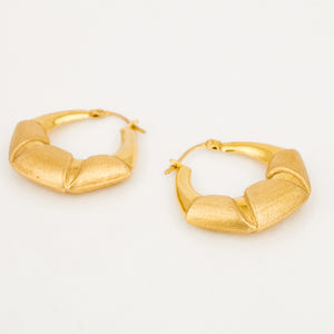 26.2 mm Geometric Satin Gold Hoop Earrings