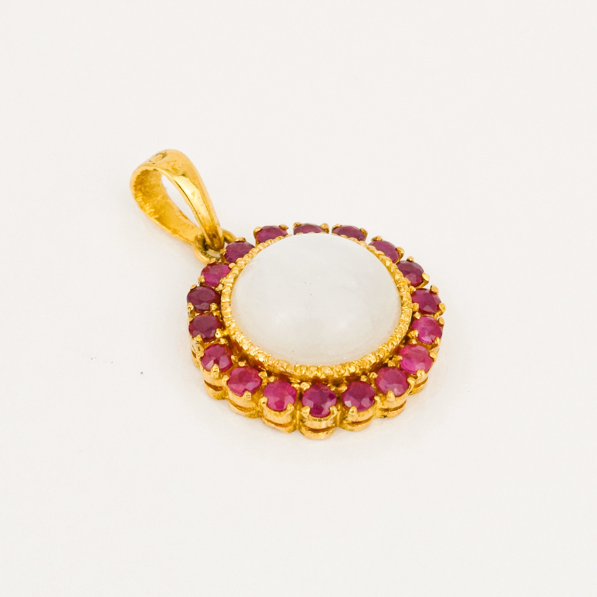 Moonstone Ruby Halo Pendant