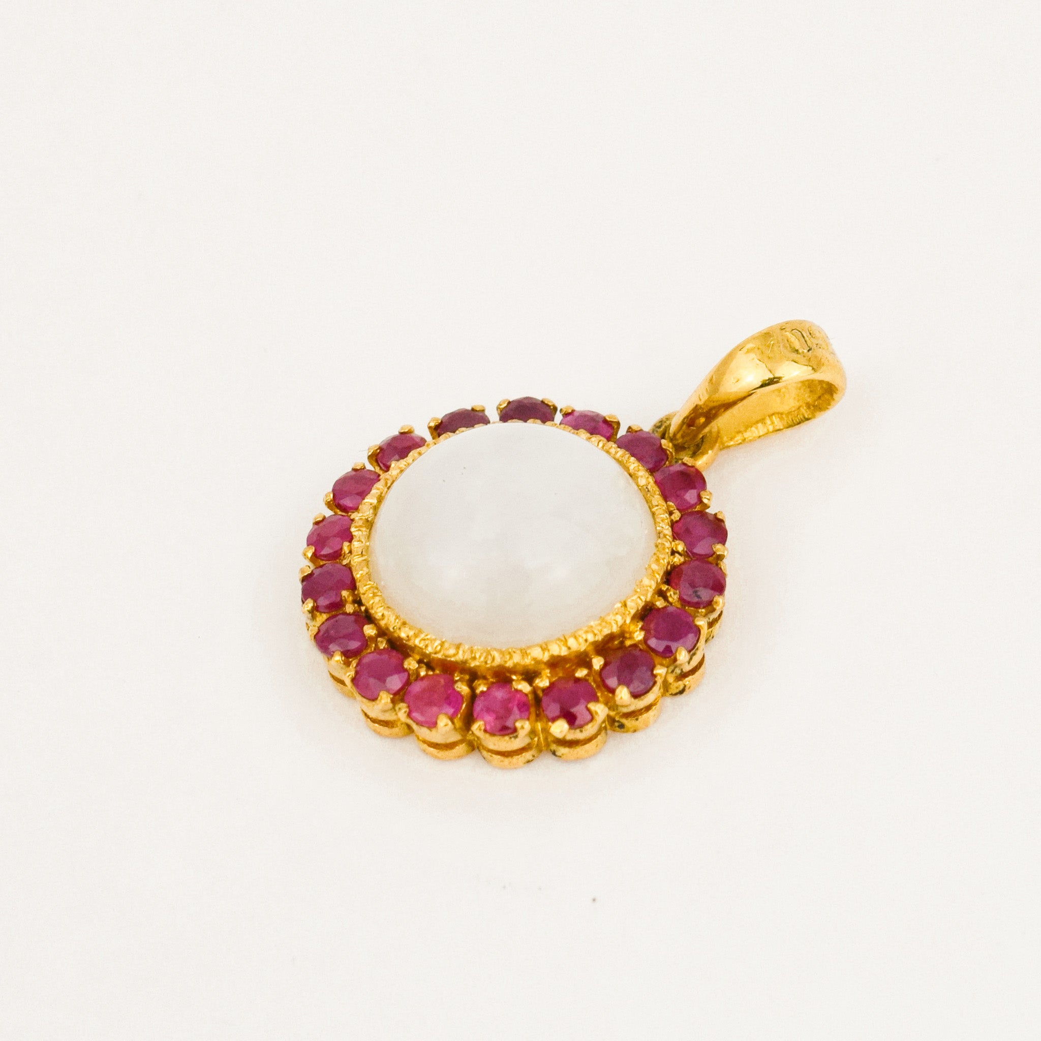Moonstone Ruby Halo Pendant