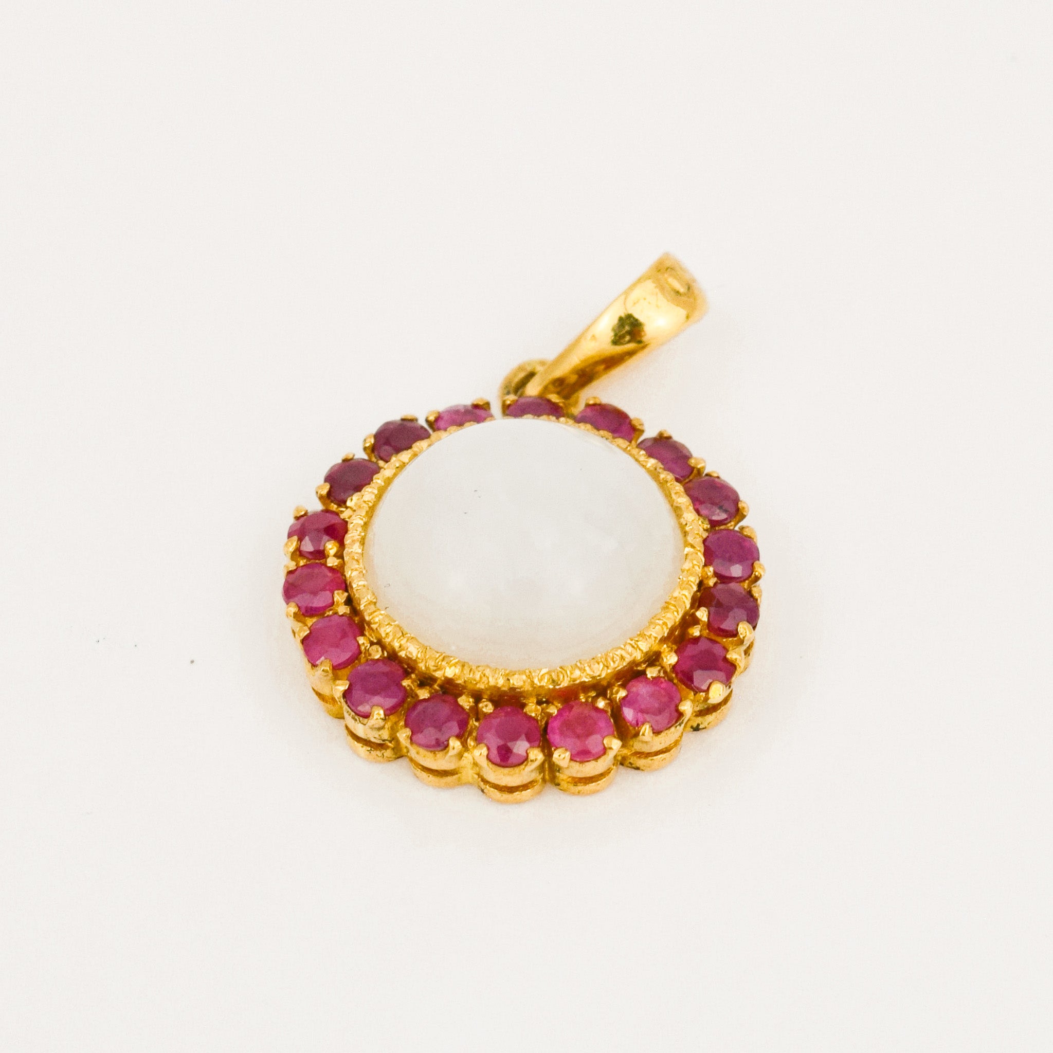 Moonstone Ruby Halo Pendant