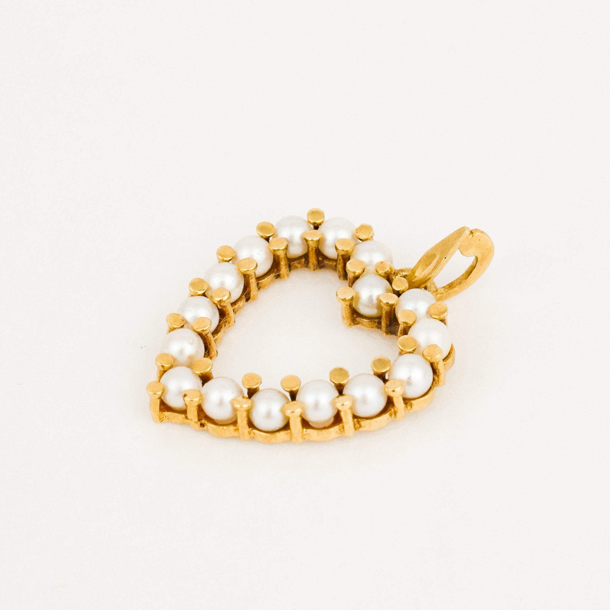 vintage 14k Pearl Heart Pendant