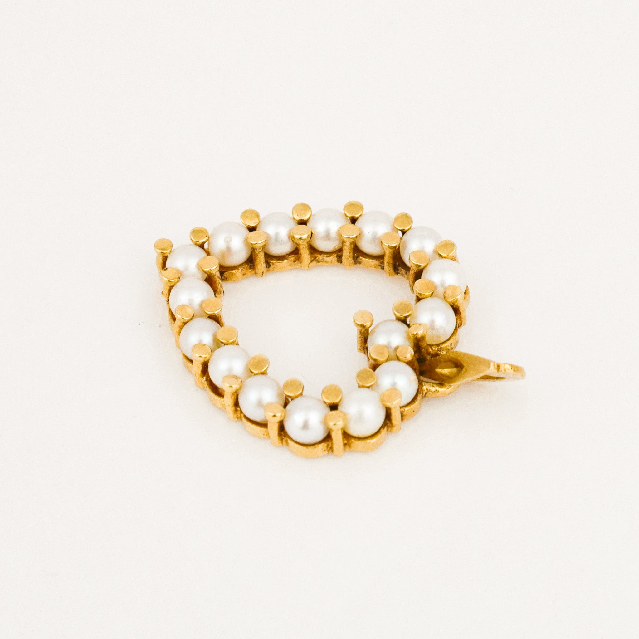 vintage 14k Pearl Heart Pendant