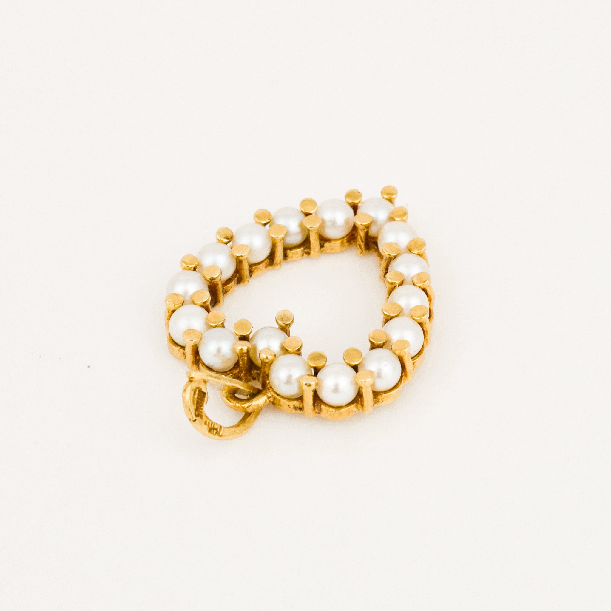 vintage 14k Pearl Heart Pendant