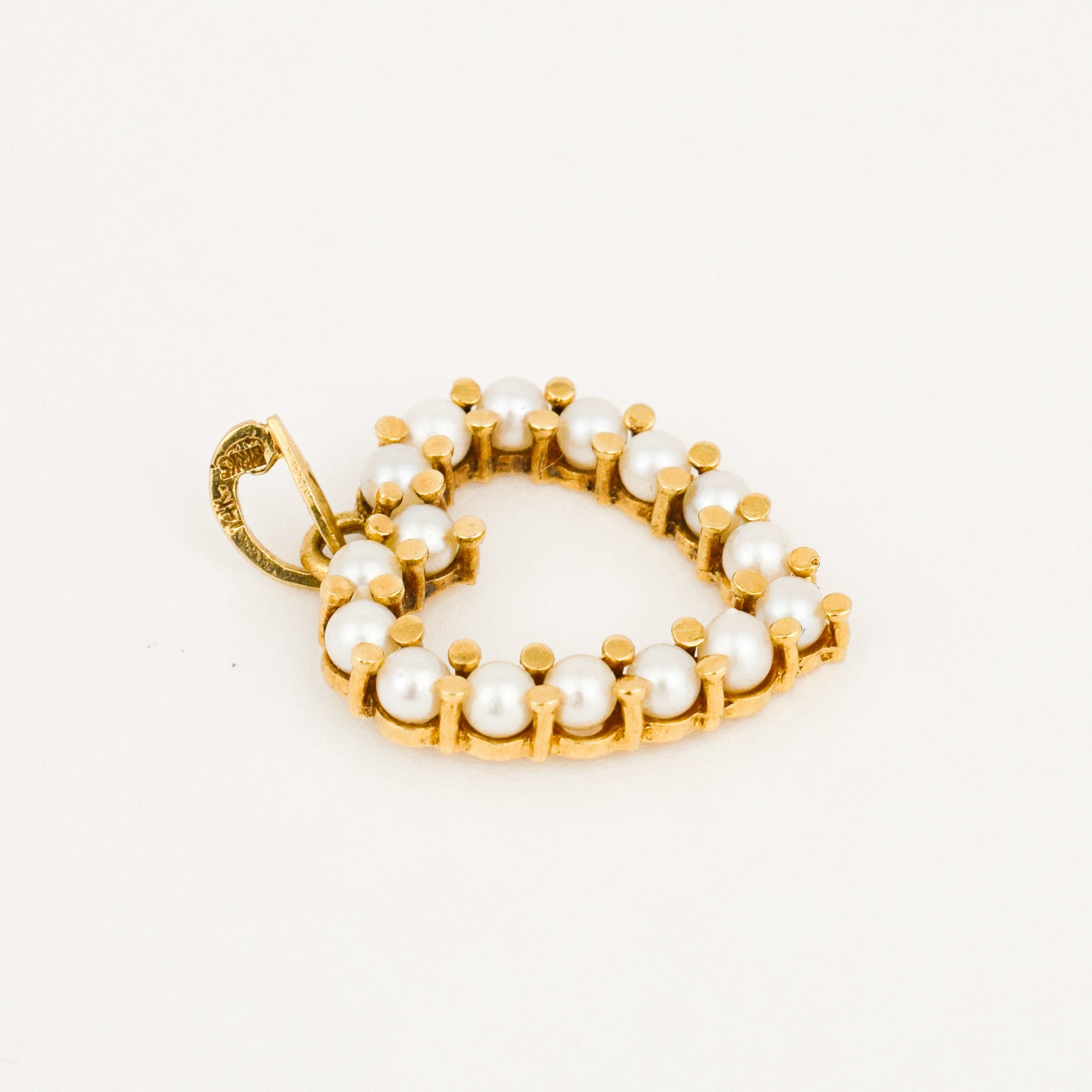 vintage 14k Pearl Heart Pendant