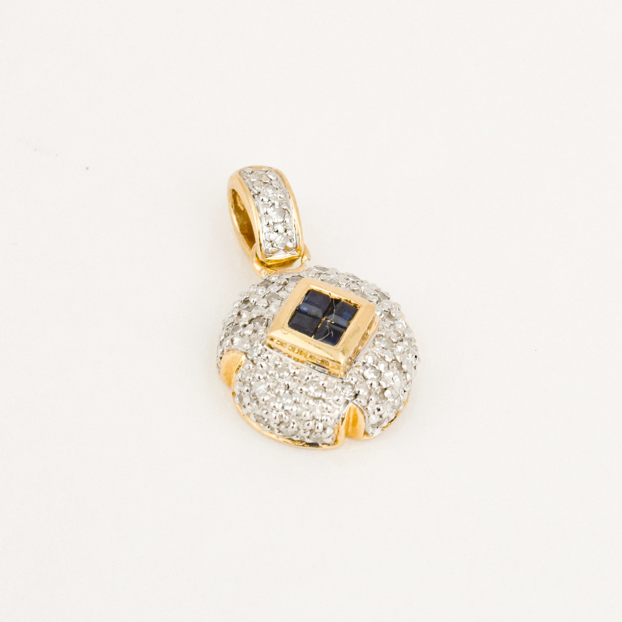 vintage 14k Sapphire and Diamond Pendant