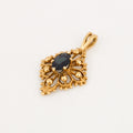 vintage Ornate gold Sapphire Pendant