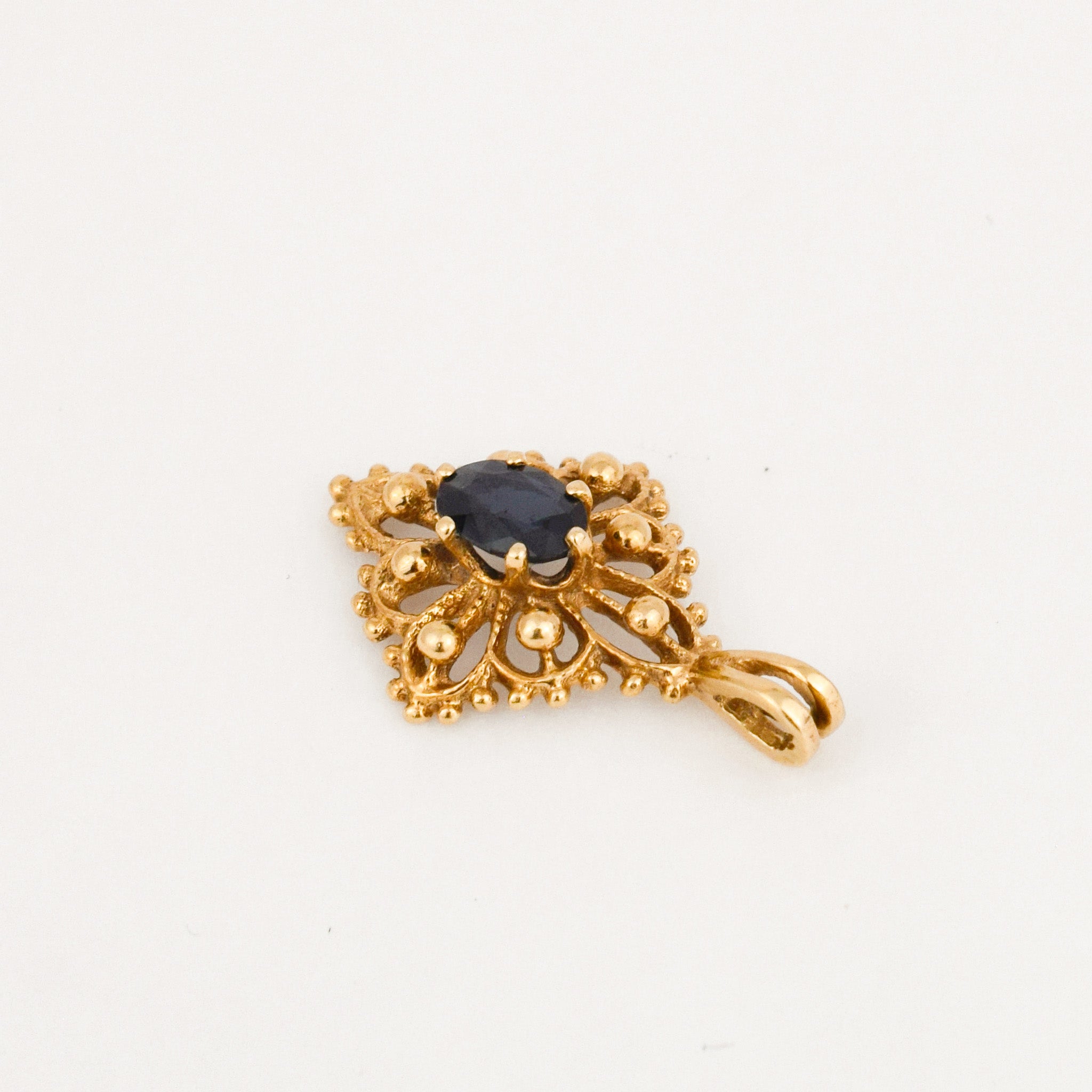 vintage Ornate gold Sapphire Pendant