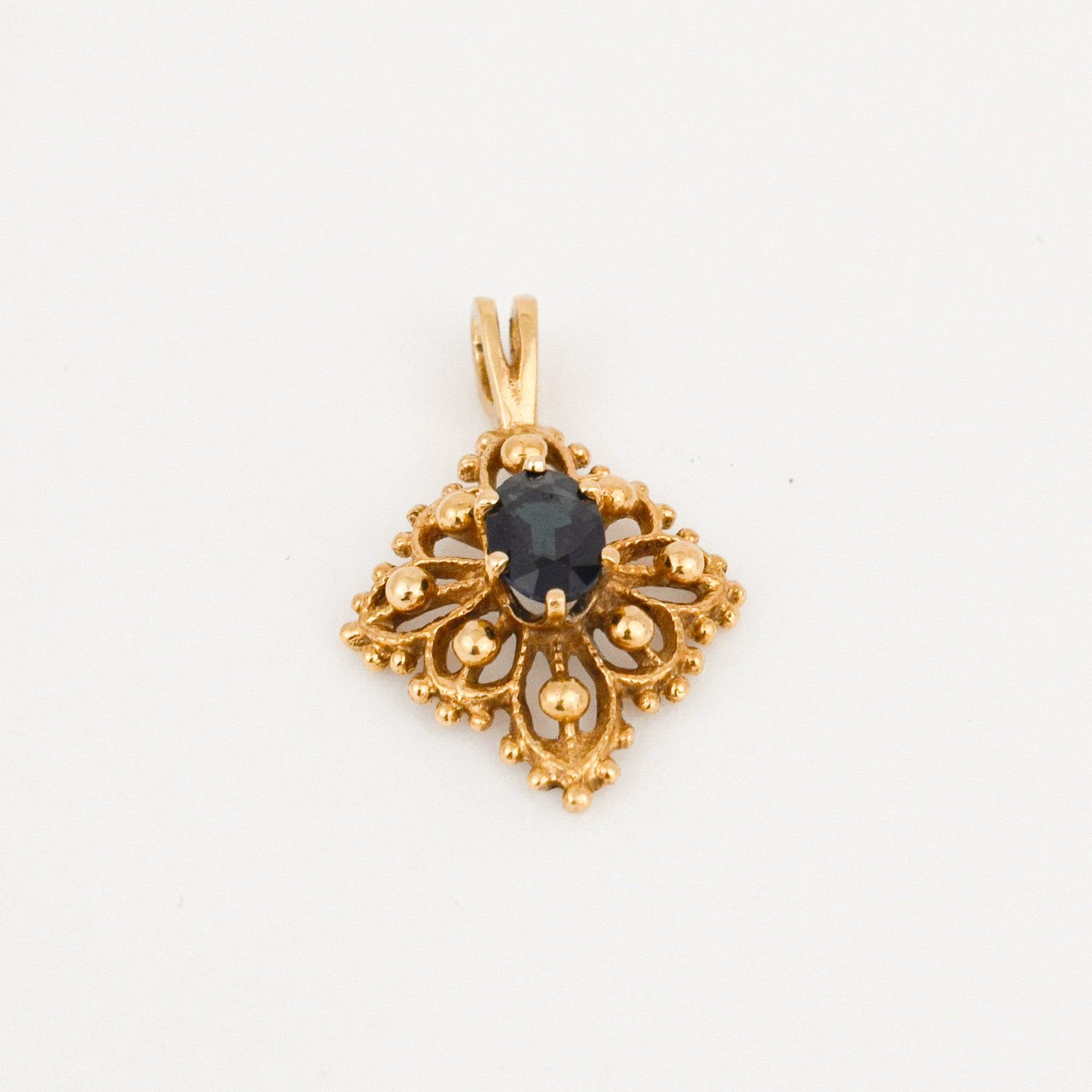 vintage Ornate gold Sapphire Pendant