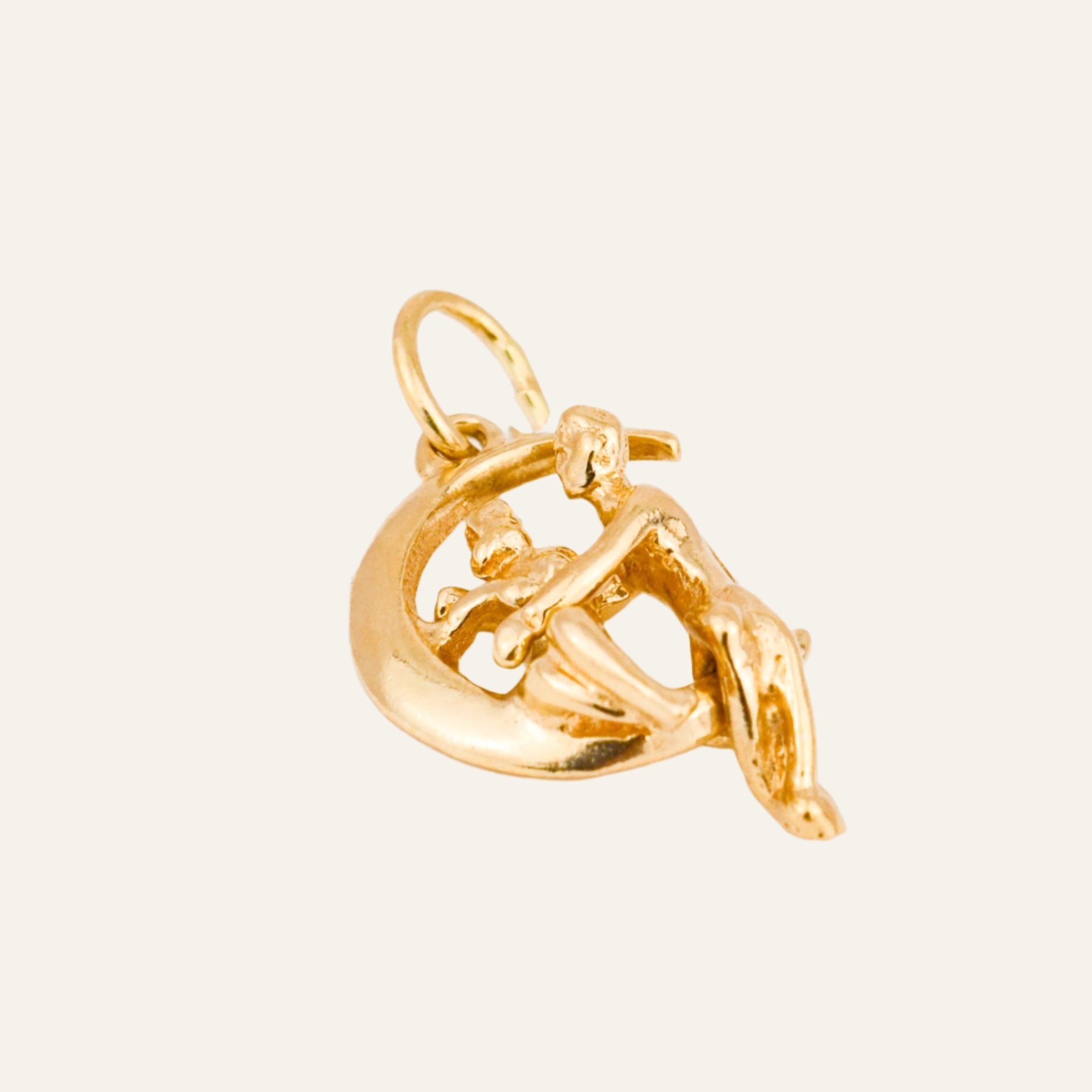 vintage gold Articulated Man on the Moon Pendant