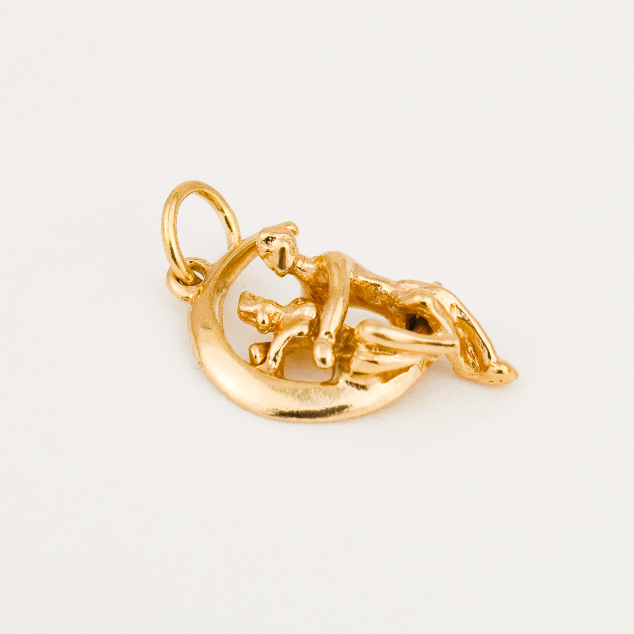 vintage gold Articulated Man on the Moon Pendant