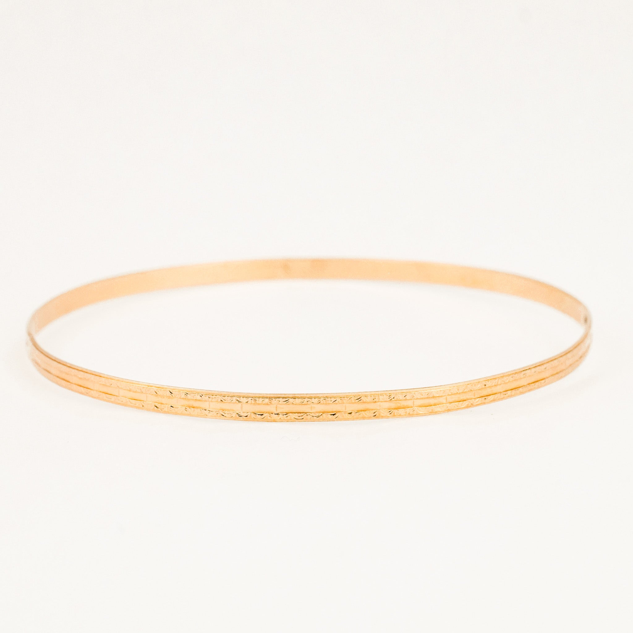 64 mm Etched Gold Slim Bangle Bracelet