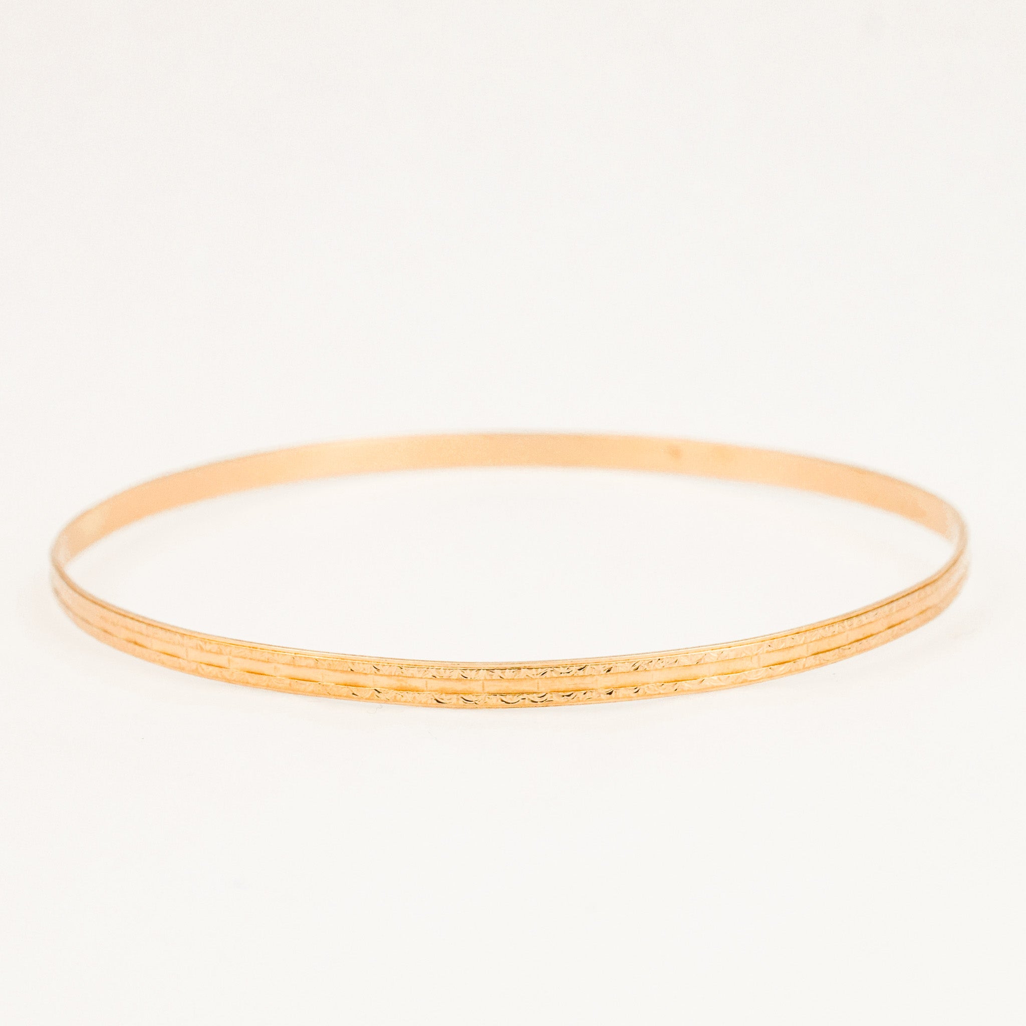 64 mm Etched Gold Slim Bangle Bracelet