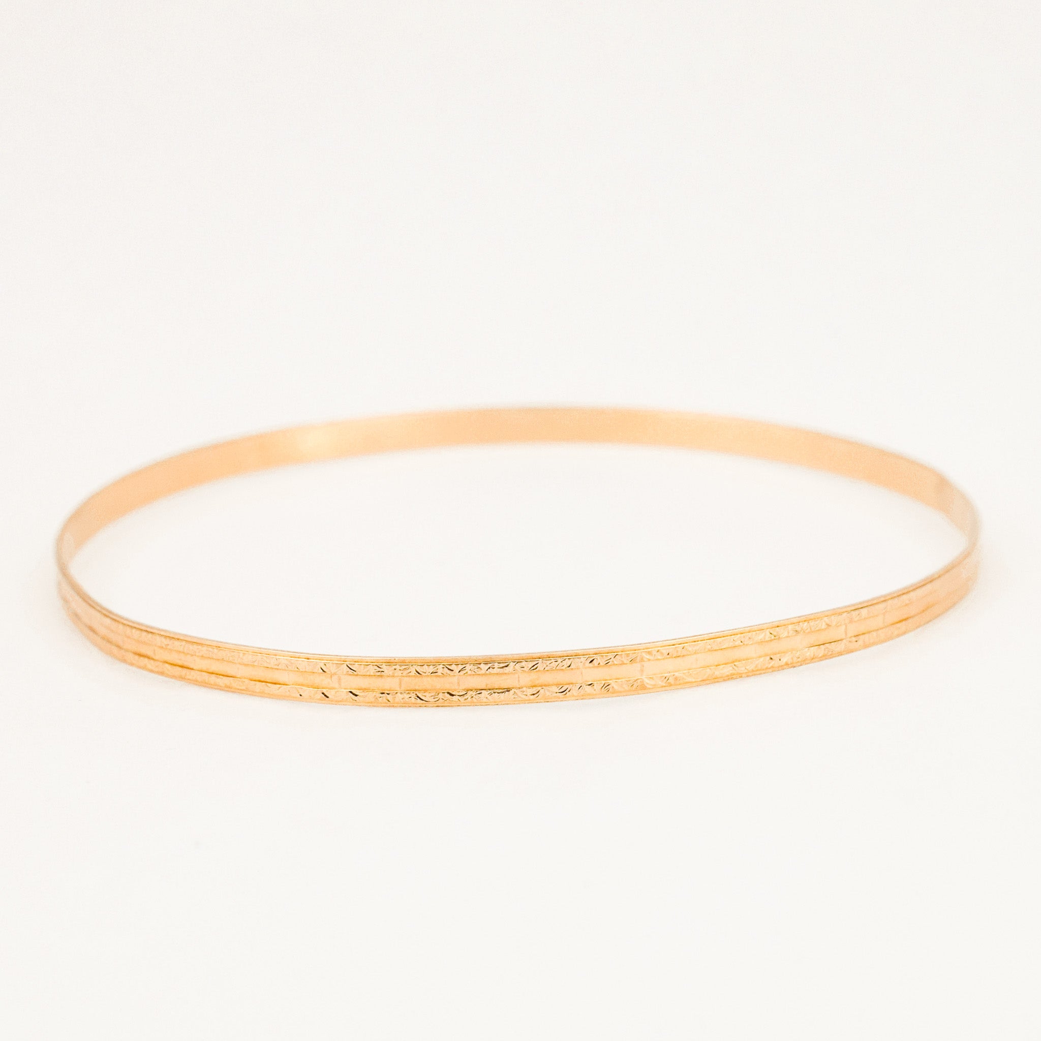 64 mm Etched Gold Slim Bangle Bracelet