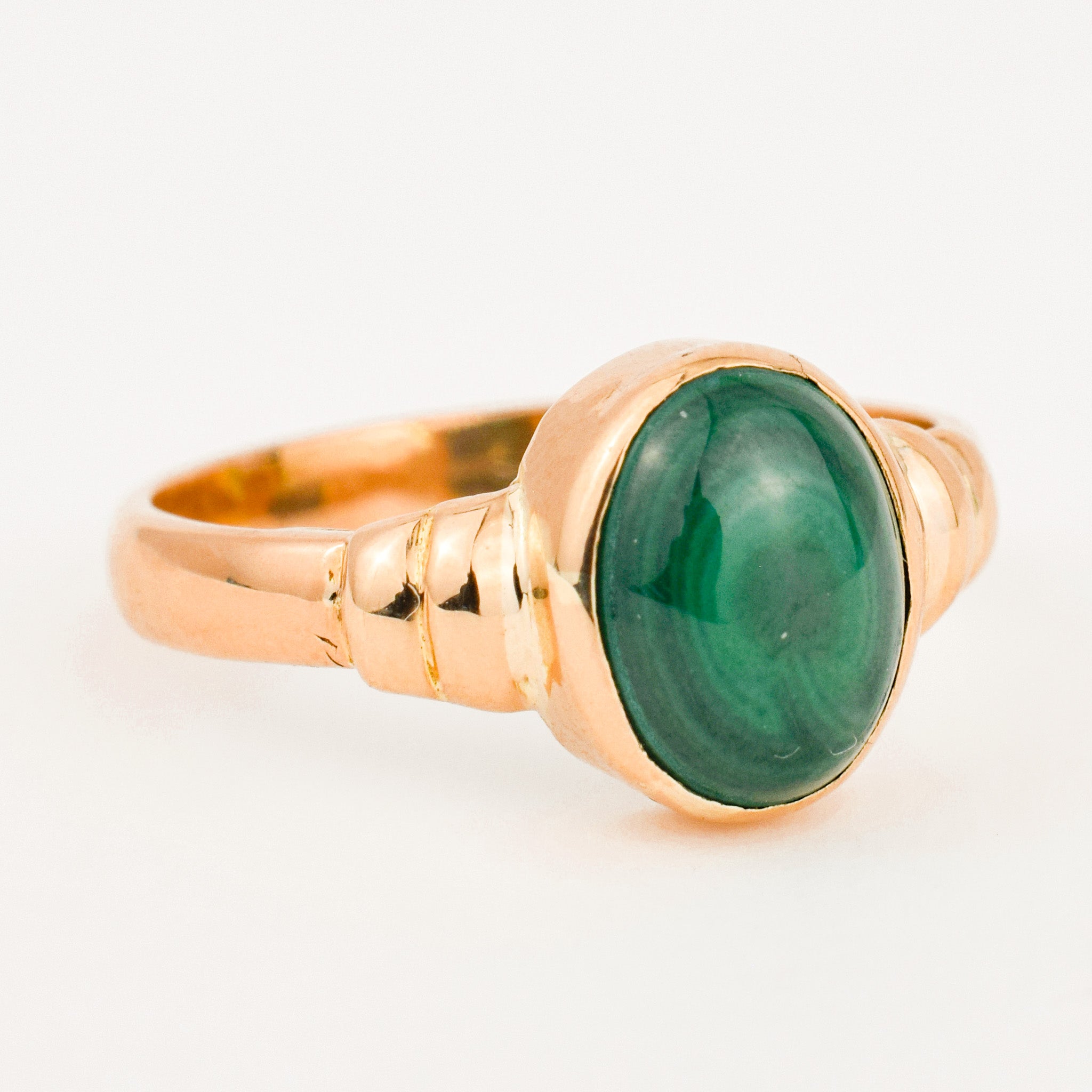 vintage 14k Bezel Set Malachite Ring