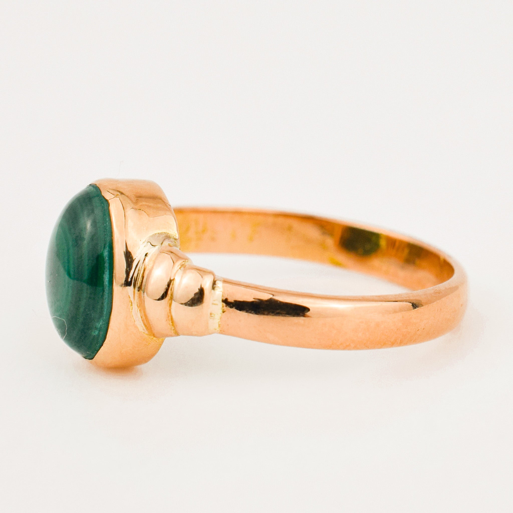 vintage 14k Bezel Set Malachite Ring