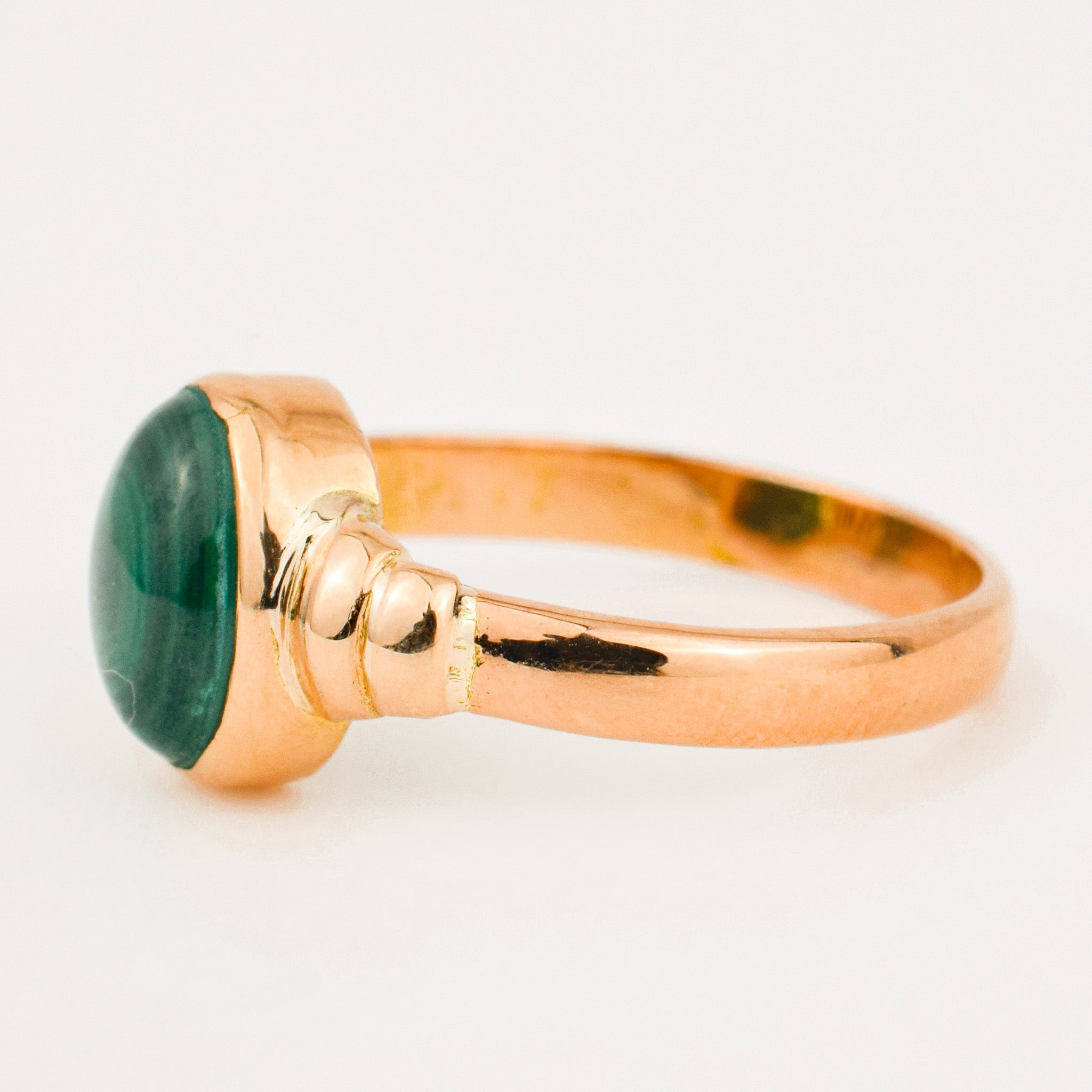 vintage 14k Bezel Set Malachite Ring