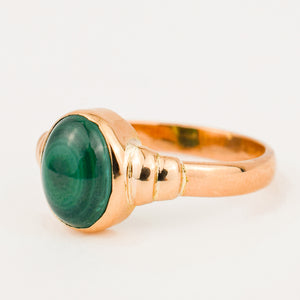 vintage 14k Bezel Set Malachite Ring