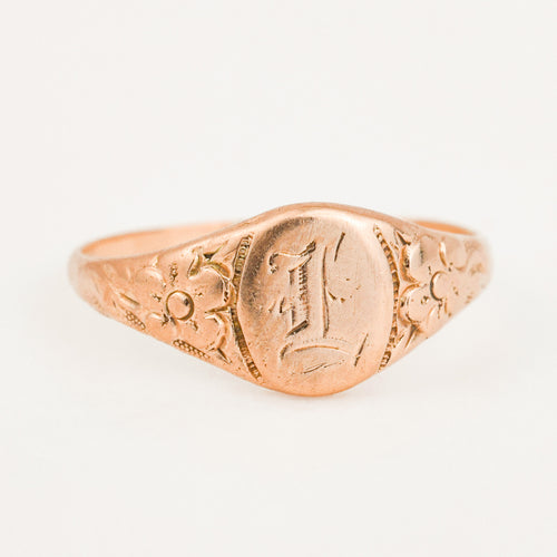 vintage gold 'L' Signet Ring