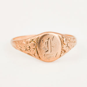 vintage gold 'L' Signet Ring