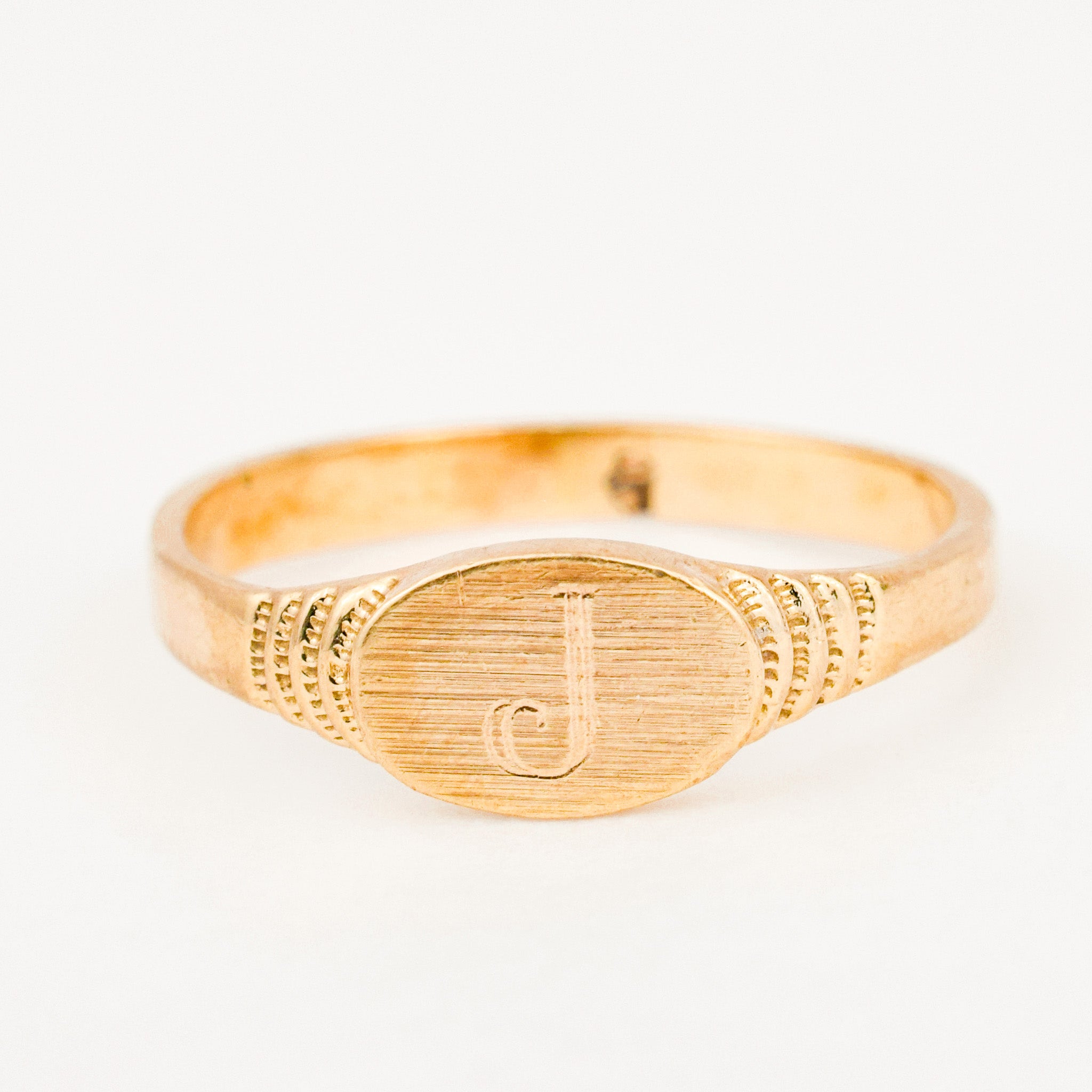 vintage gold 'J' Signet Ring