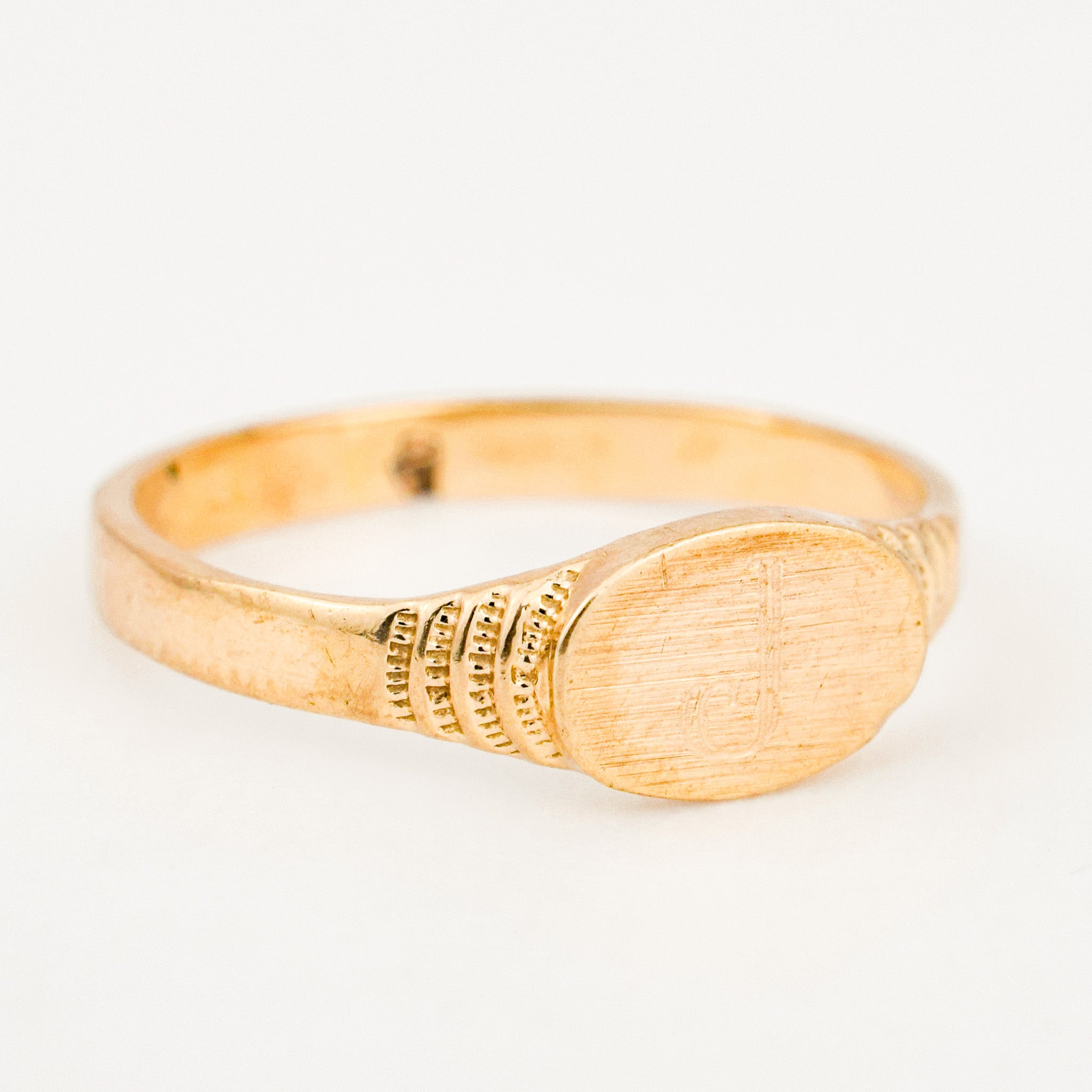 vintage gold 'J' Signet Ring