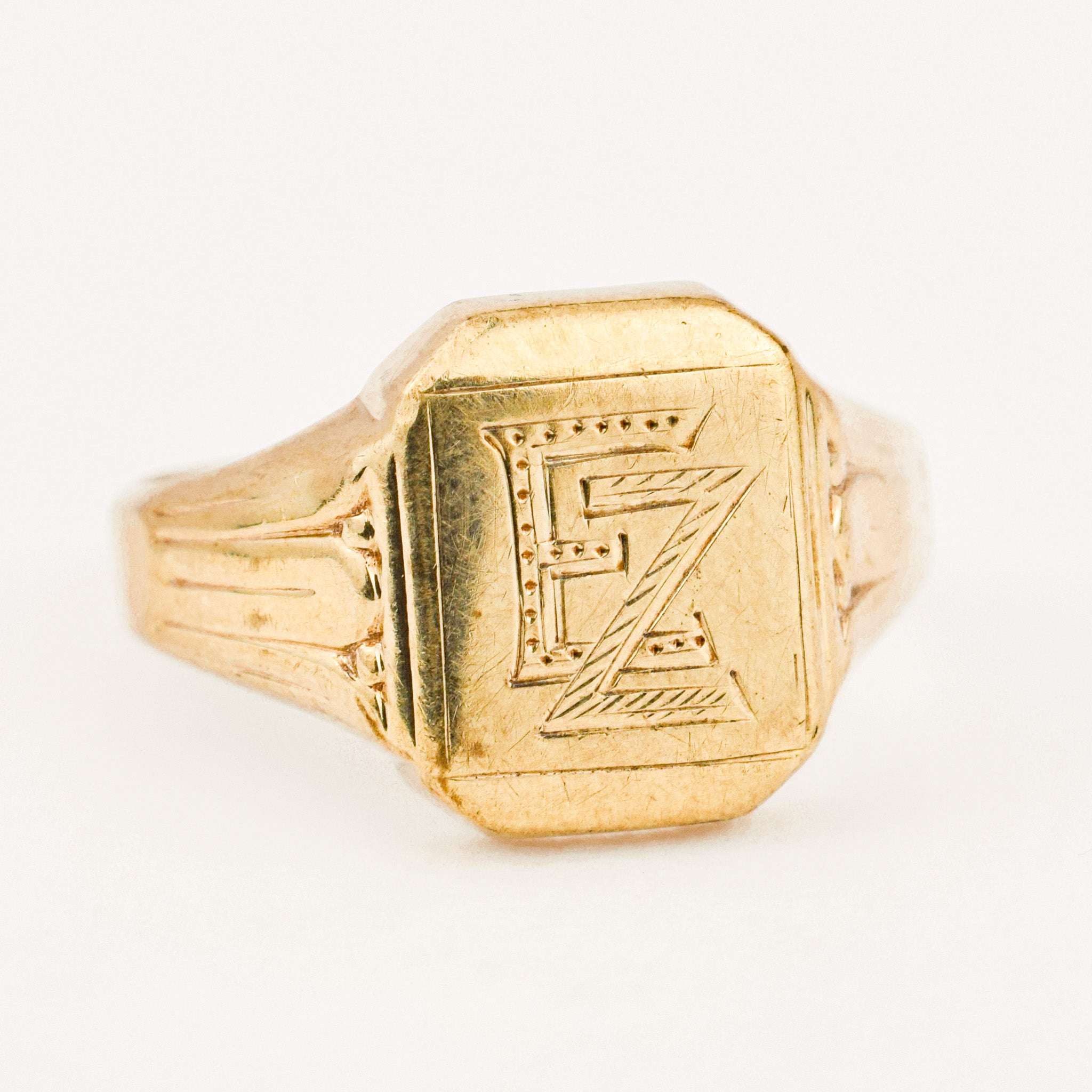 vintage gold 'EZ' Signet Ring