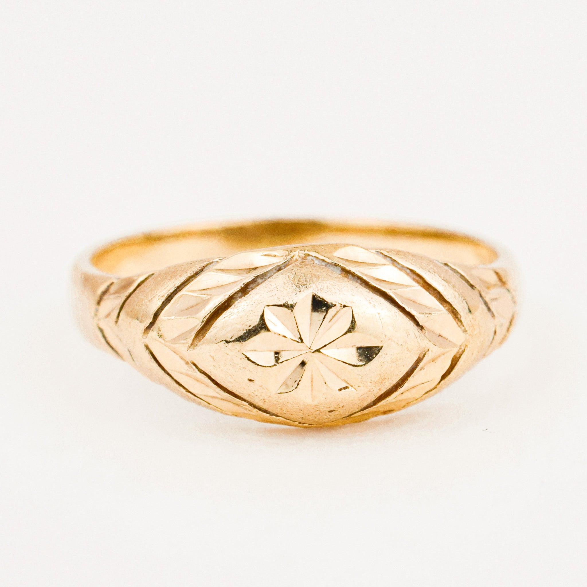 vintage gold etched domed band