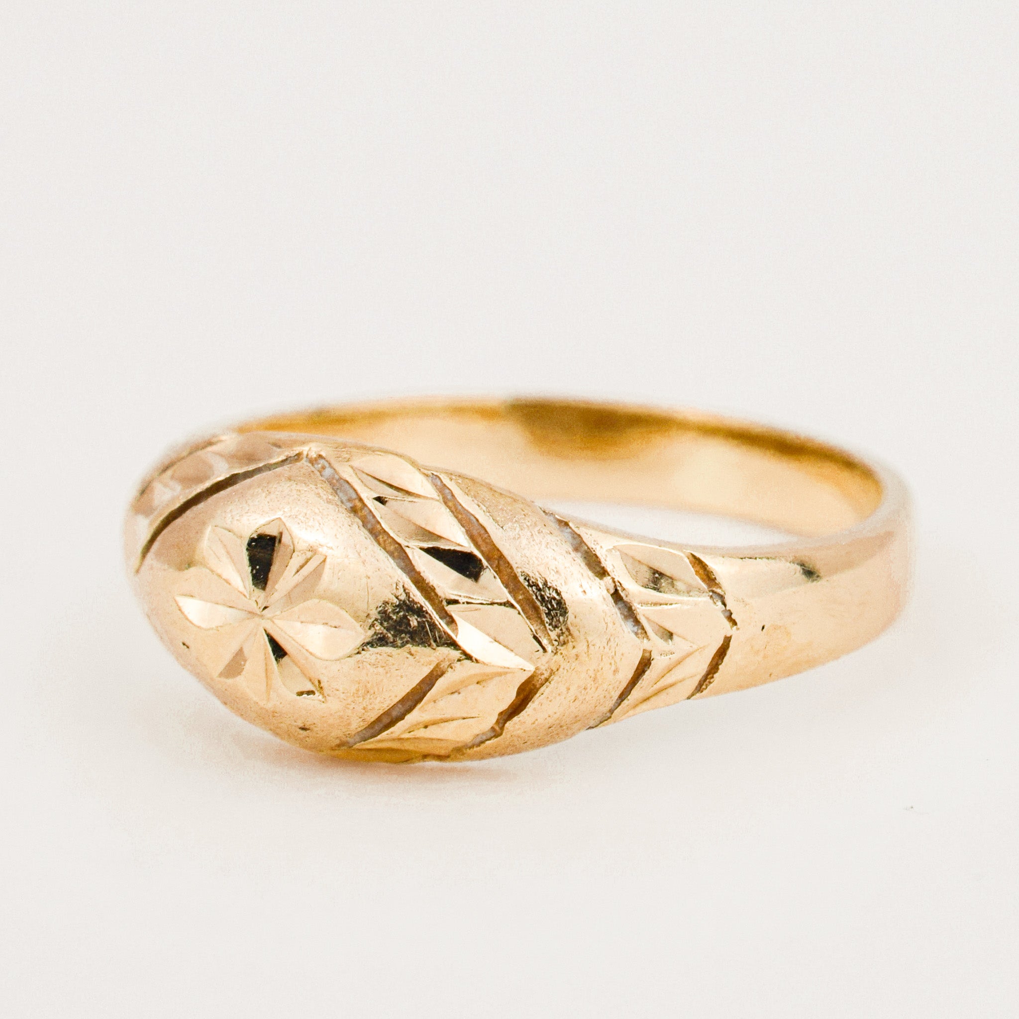 vintage gold etched domed band