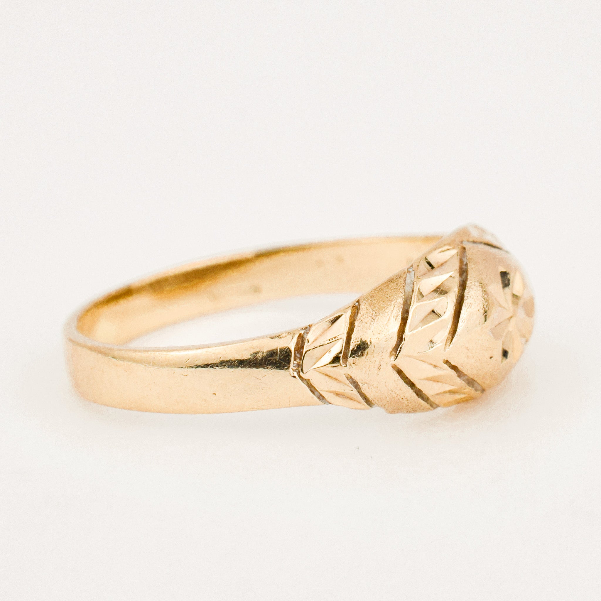 vintage gold etched domed band