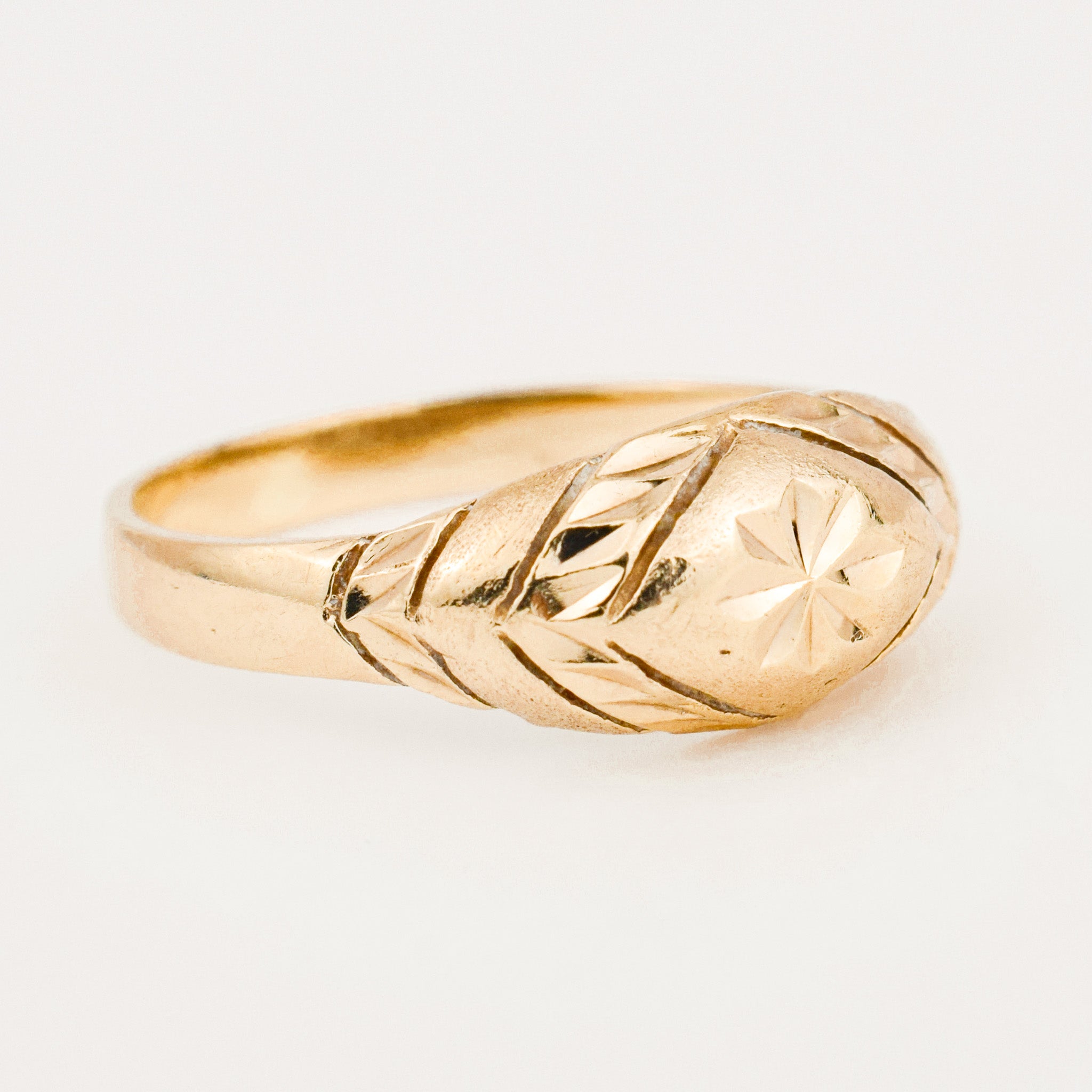 vintage gold etched domed band