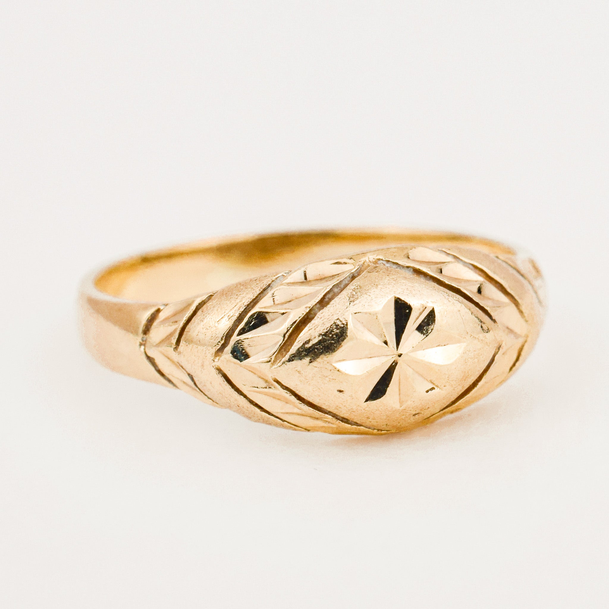 vintage gold etched domed band