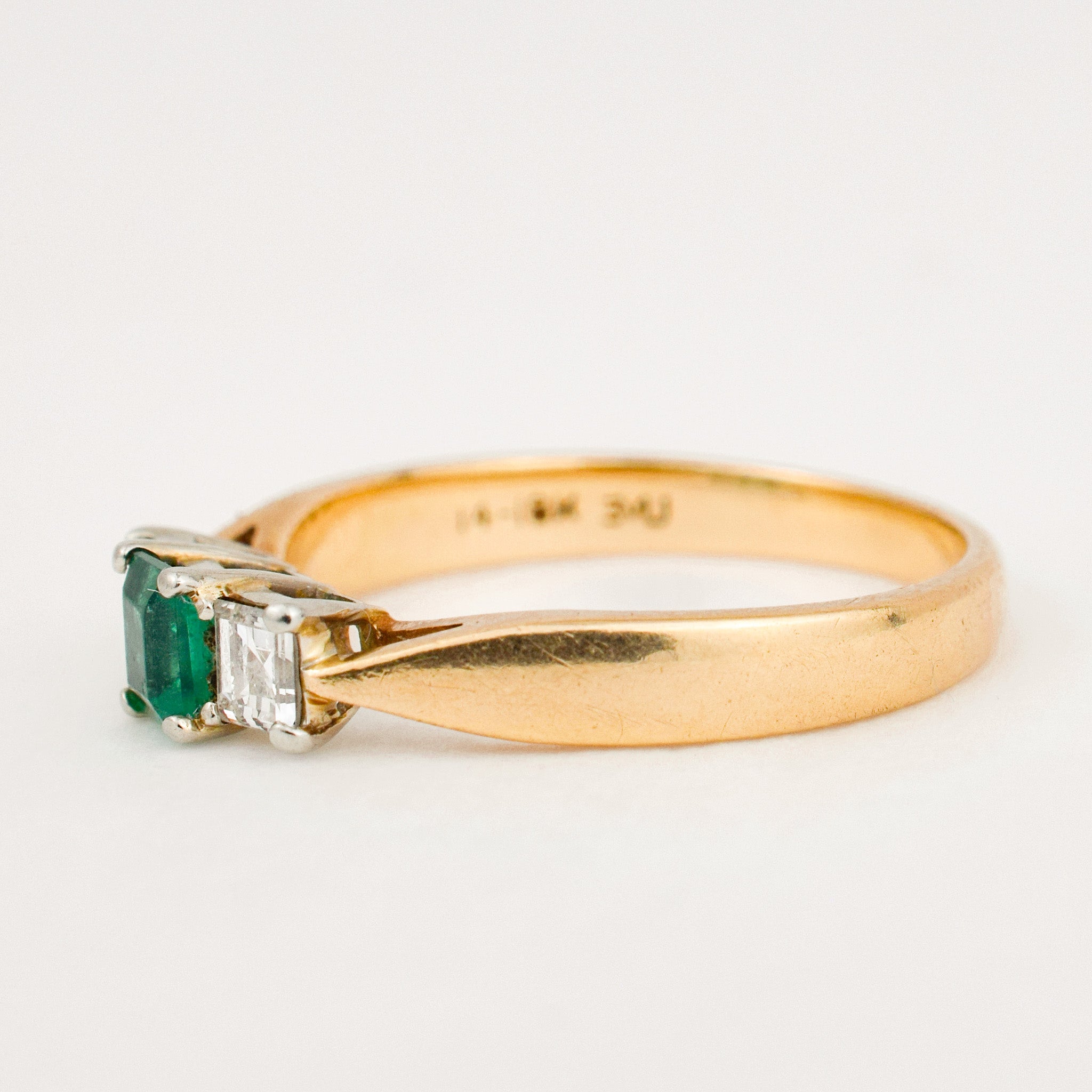 vintage emerald and diamond trilogy ring 
