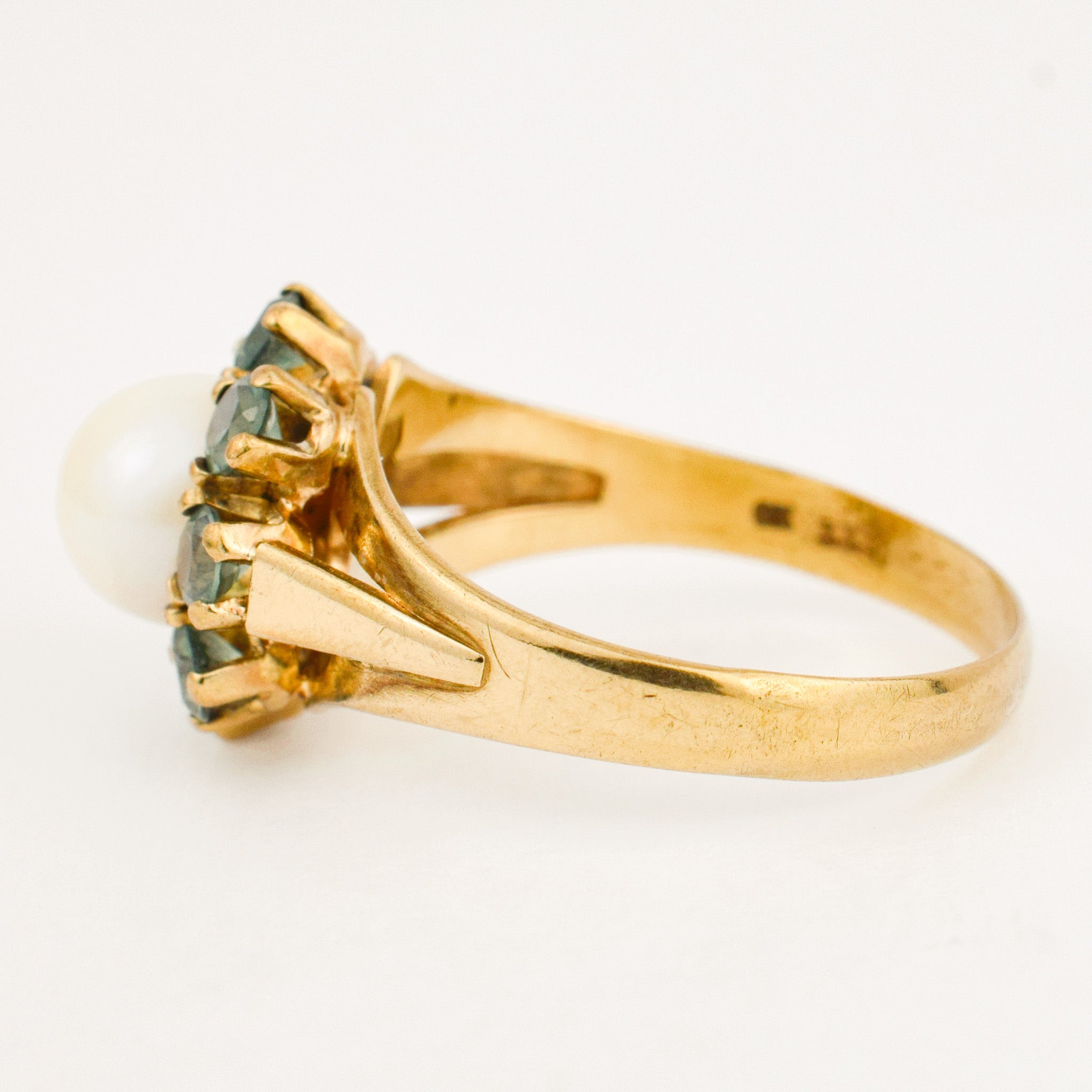 vintage Green Tourmaline Pearl Ring