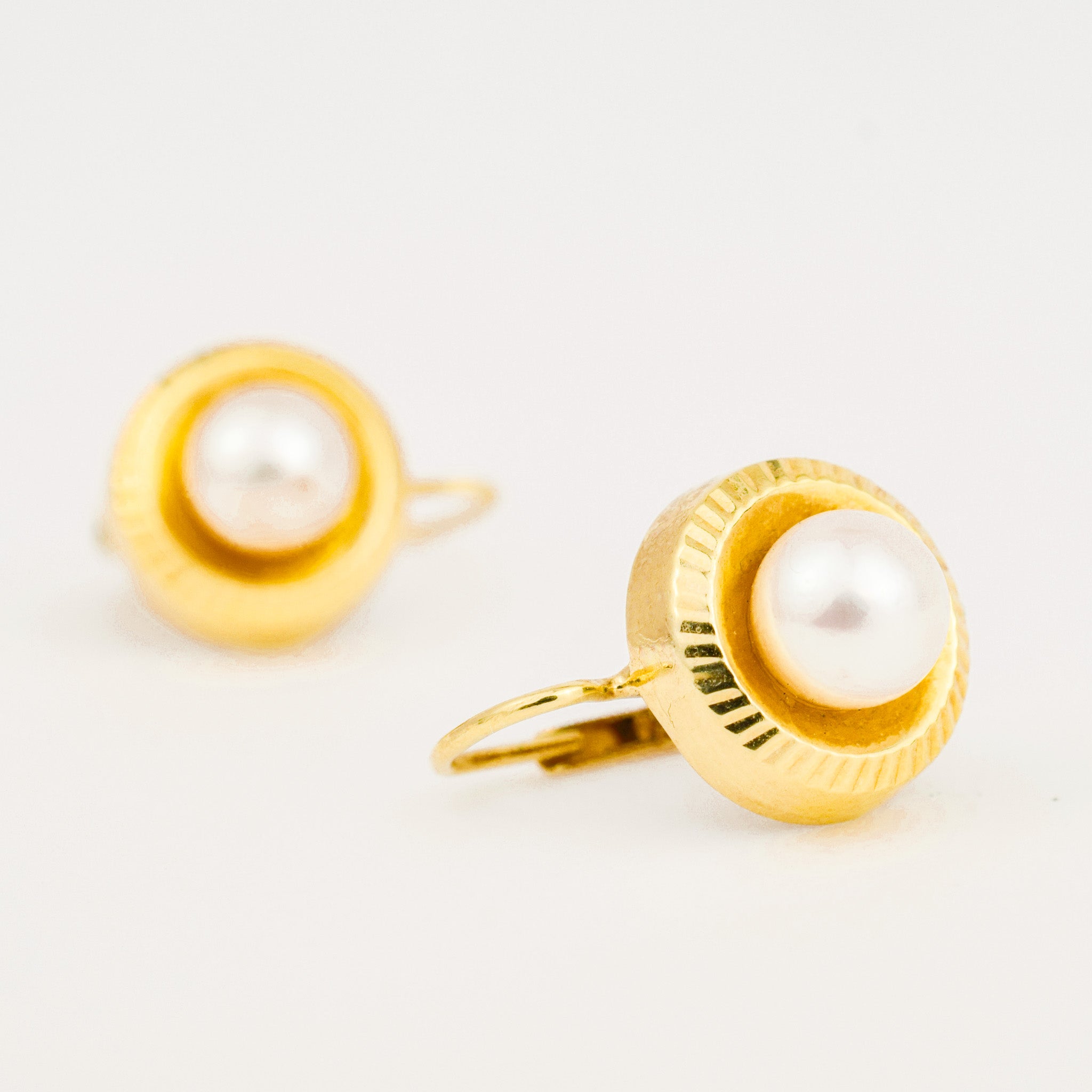 vintage Pearl Gold Drop Hoops